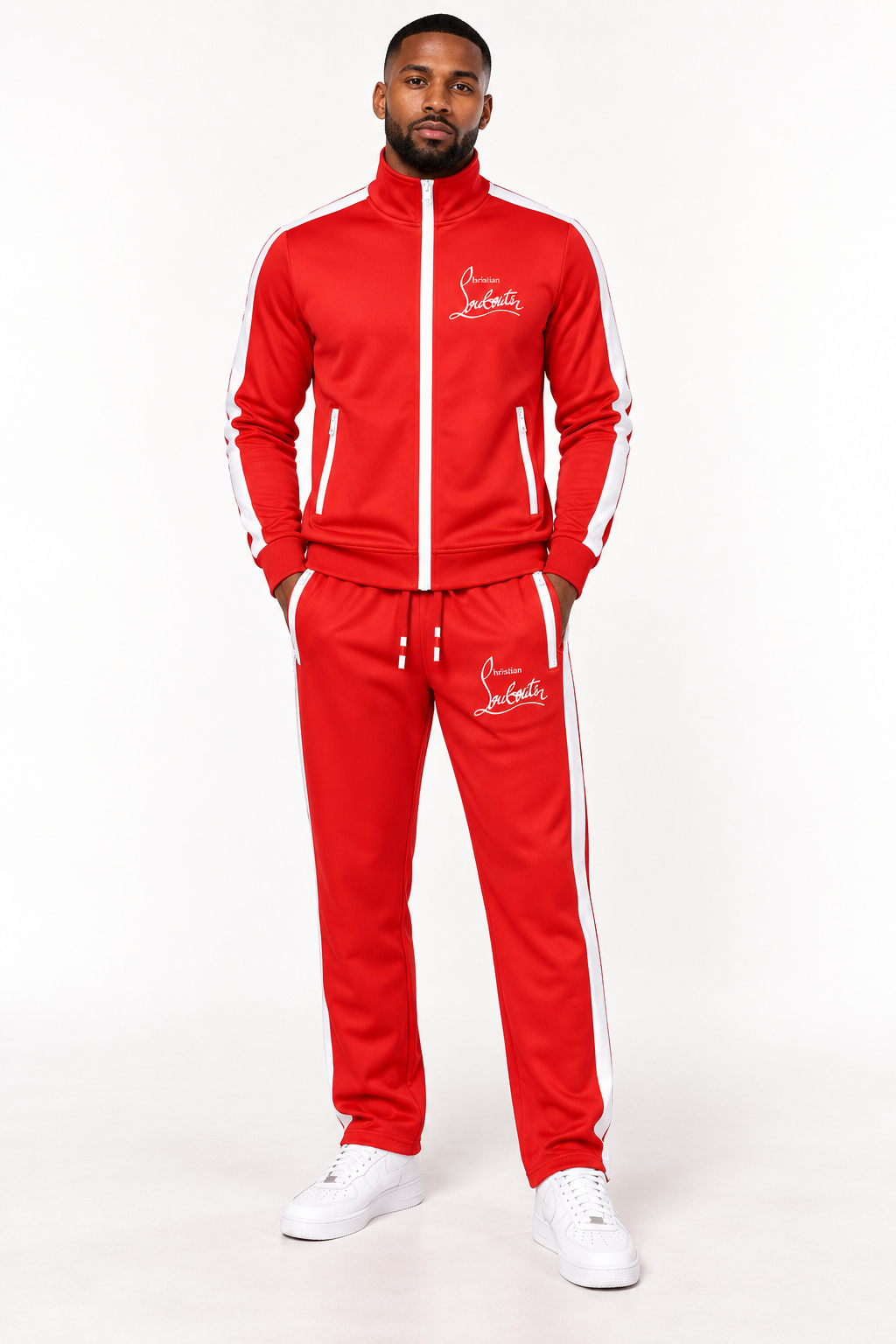Men's Christian Louboutin Dri-Fit TrackSuit | Color: Red | View 1