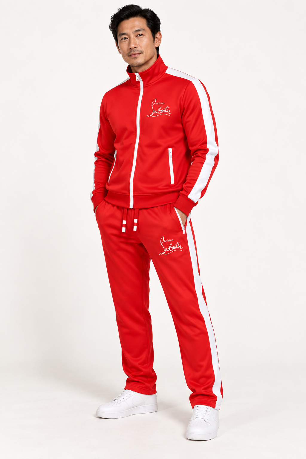 Men's Christian Louboutin Dri-Fit TrackSuit | Color: Red | View 2