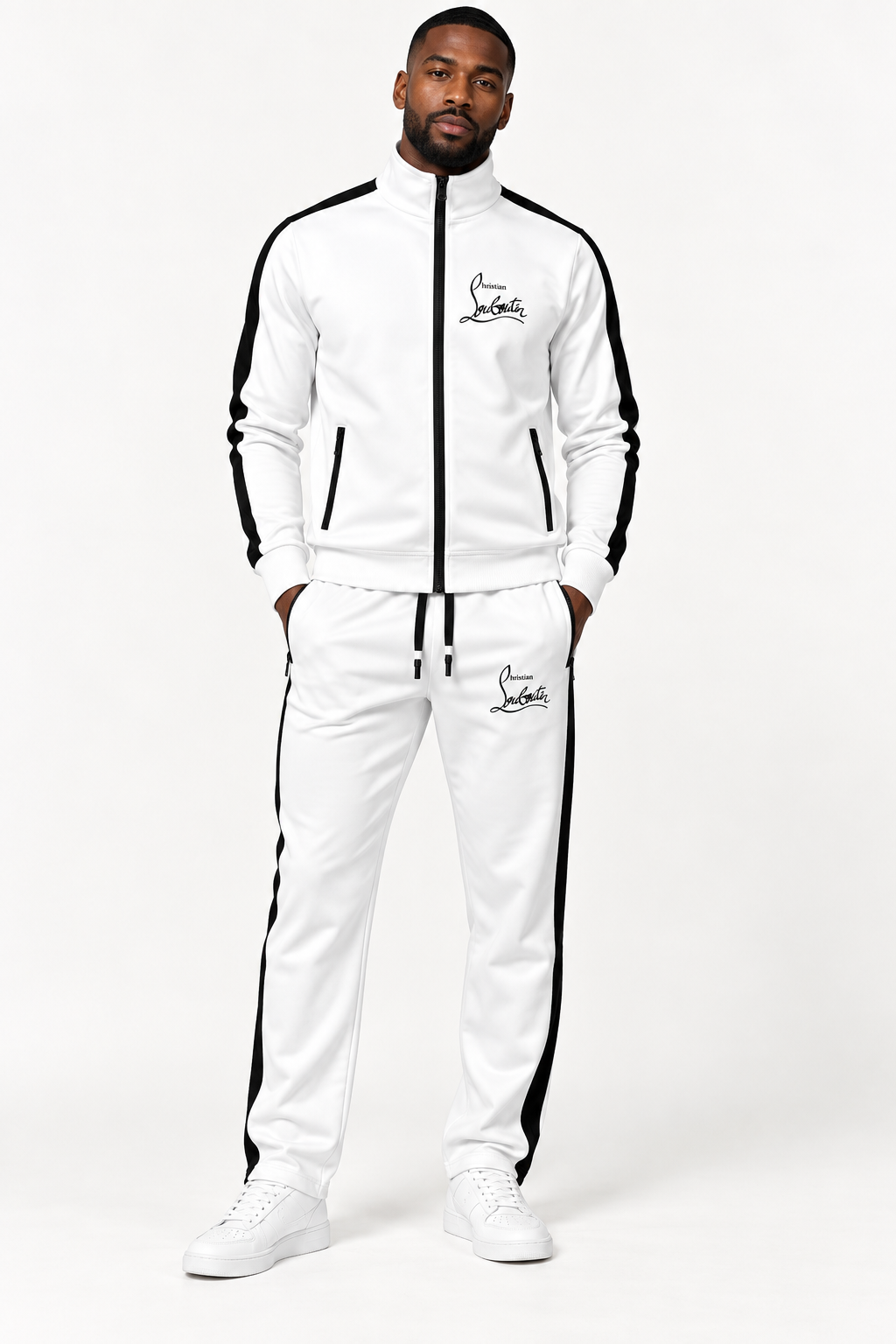 Men's Christian Louboutin Dri-Fit TrackSuit | Color: White | View 1