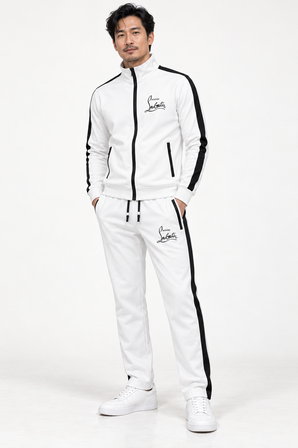 Men's Christian Louboutin Dri-Fit TrackSuit | Color: White | View 2