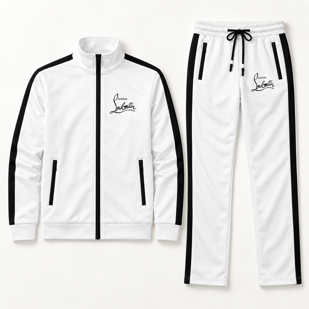 Men's Christian Louboutin Dri-Fit TrackSuit | Color: White | View 5