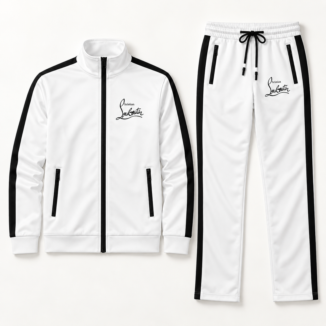 Men's Christian Louboutin Dri-Fit TrackSuit | Color: White | View 5