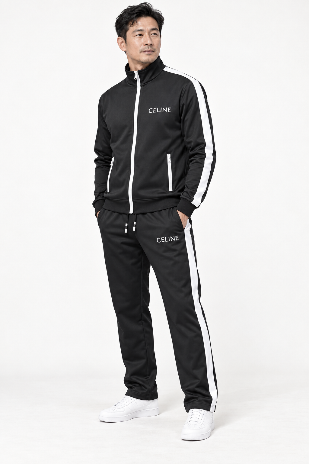 Men's Celine Dri-Fit TrackSuit | Color: Black | View 2