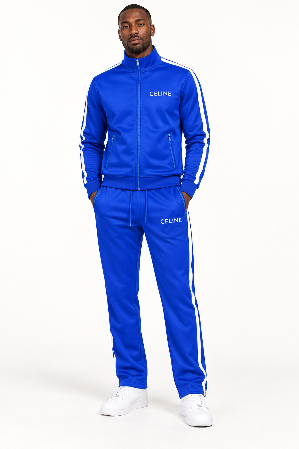 Men's Celine Dri-Fit TrackSuit | Color: Blue | View 1