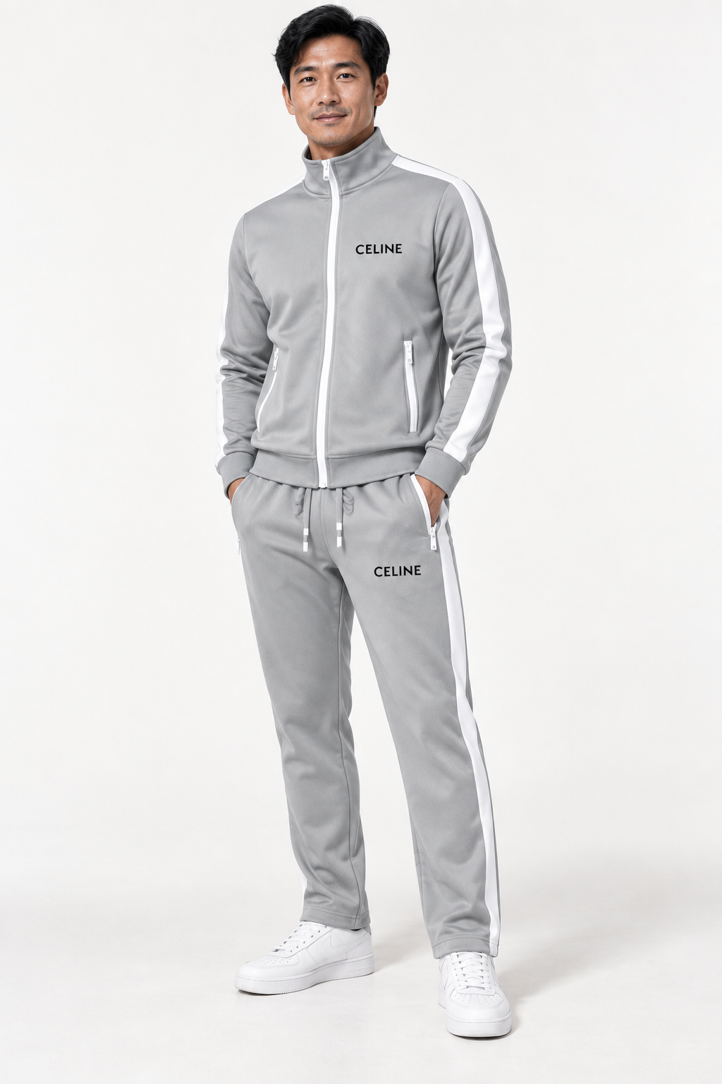 Men's Celine Dri-Fit TrackSuit | Color: Grey | View 2