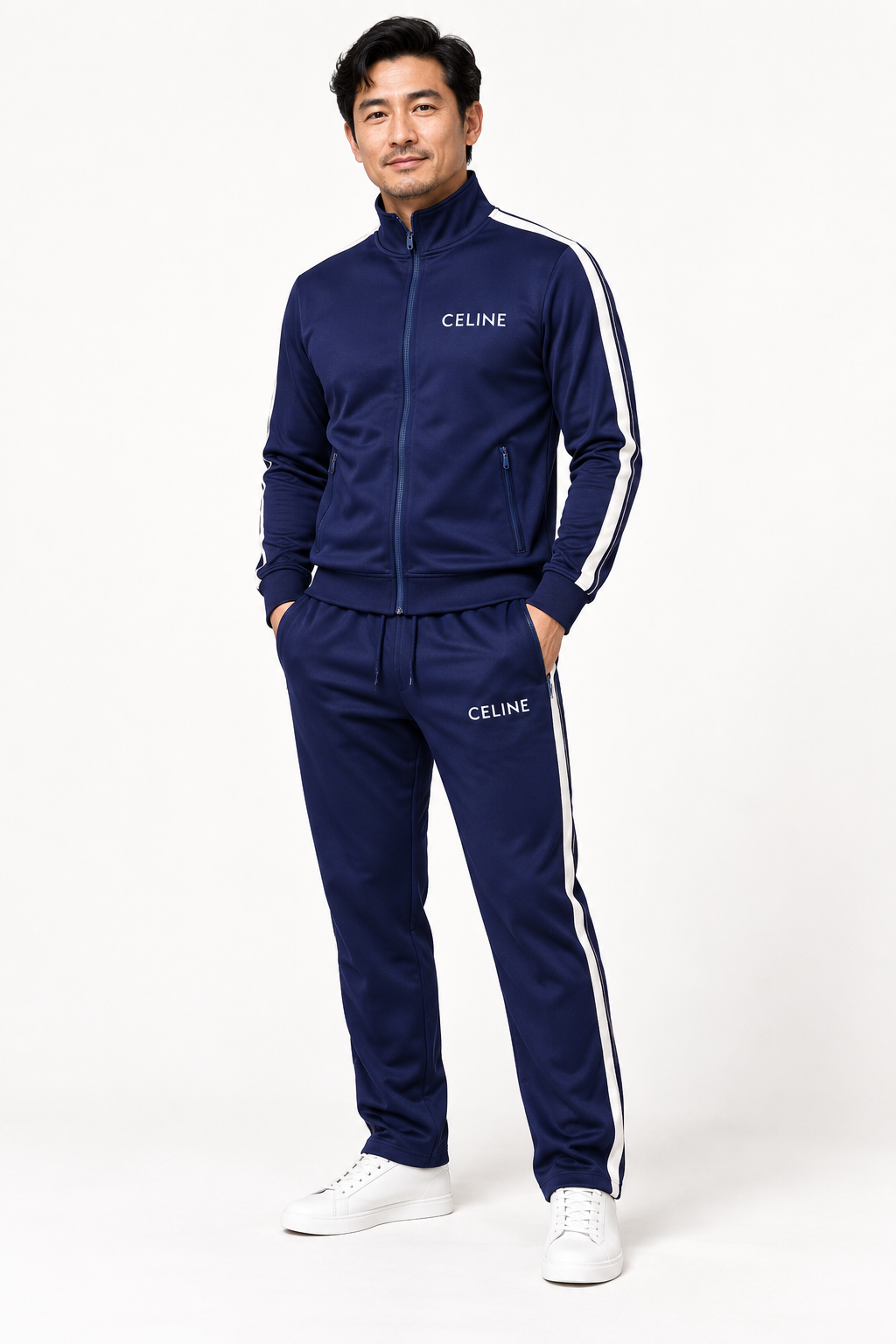 Men's Celine Dri-Fit TrackSuit | Color: Navy | View 2