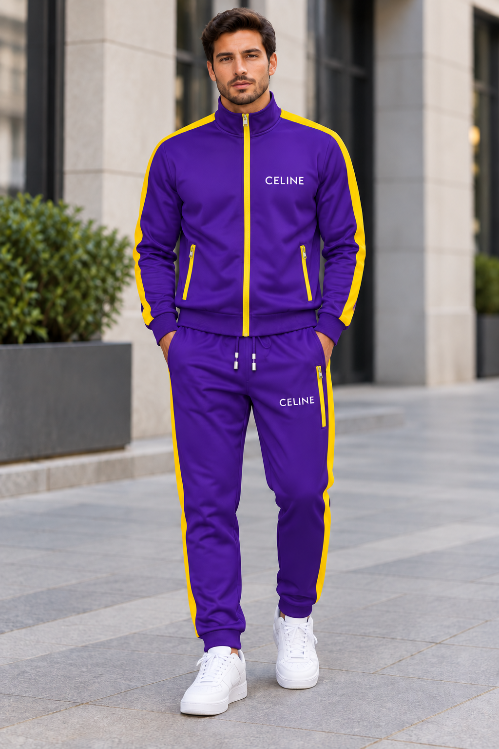 Men's Celine Dri-Fit TrackSuit | Color: Purple | Image 1