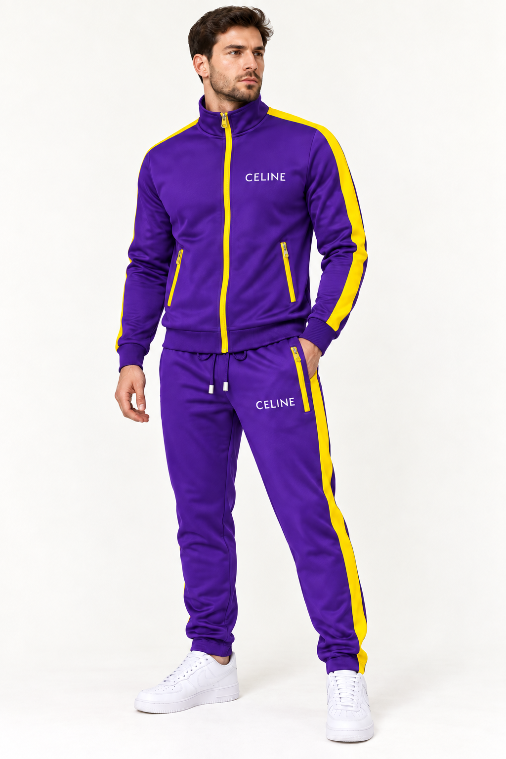 Men's Celine Dri-Fit TrackSuit | Color: Purple | Image 2