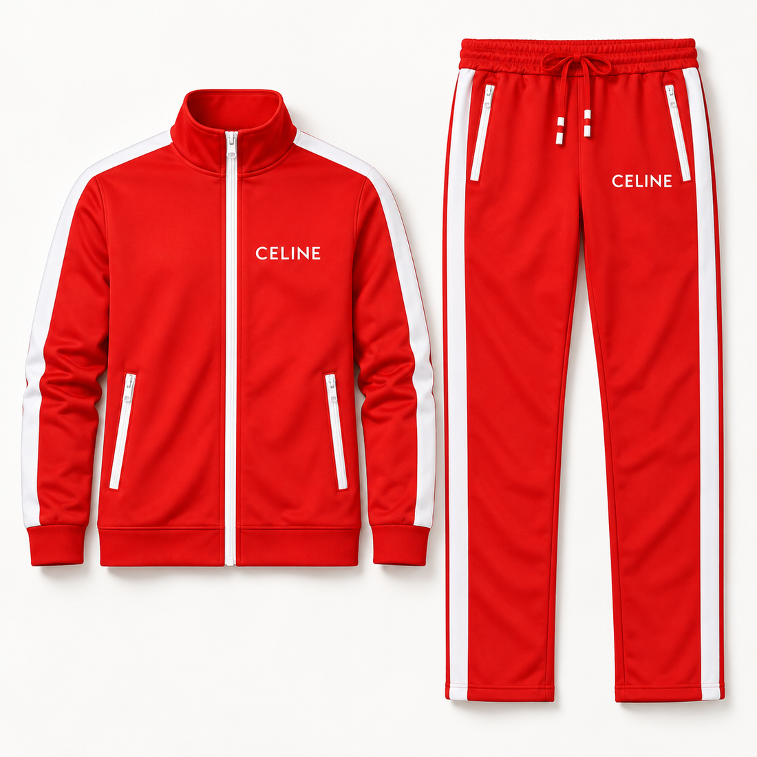 Men's Celine Dri-Fit TrackSuit | Color: Red | View 5