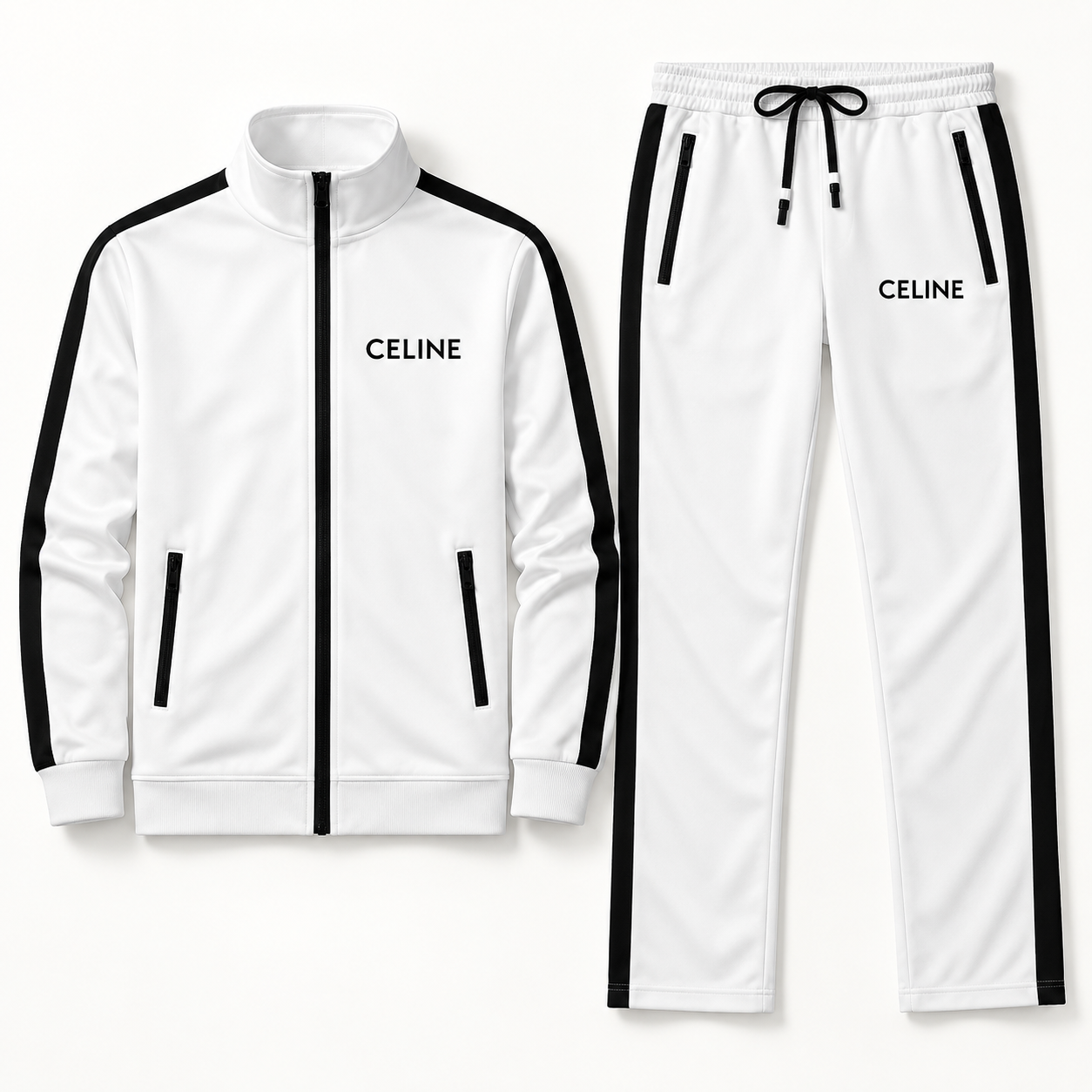 Men's Celine Dri-Fit TrackSuit | Color: White | View 5