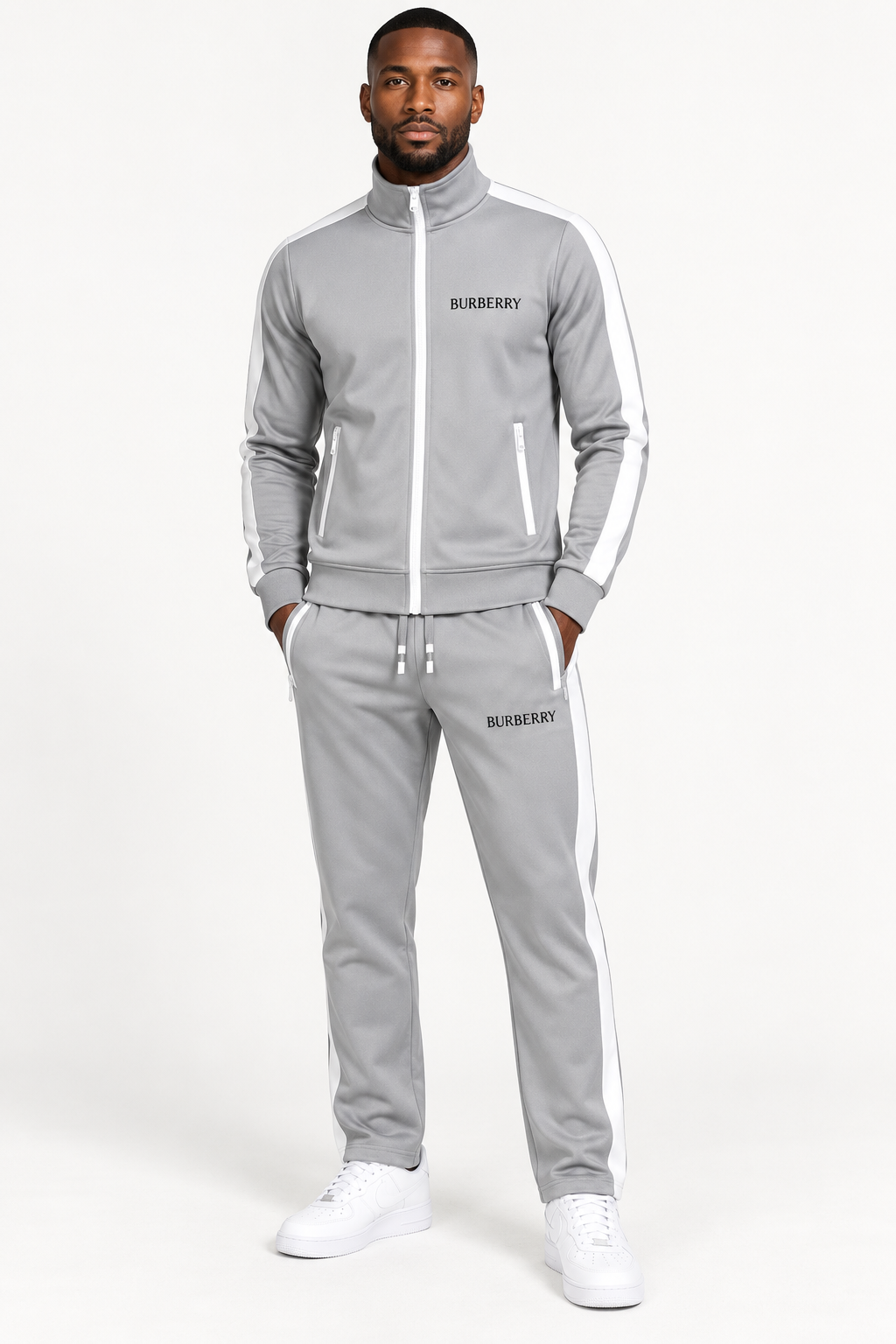 Men's Burberry Dri-Fit TrackSuit | Color: Grey | View 1