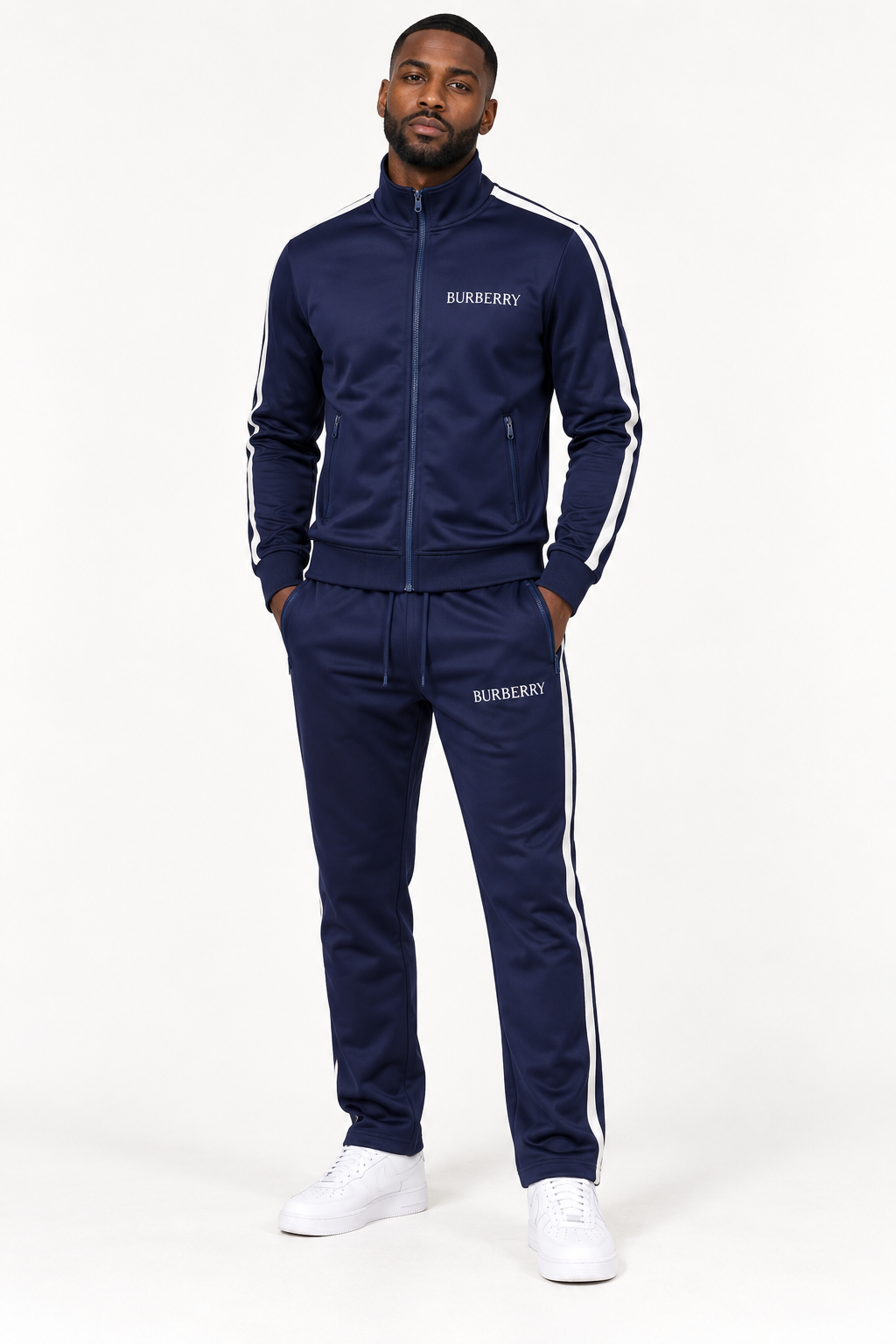 Men's Burberry Dri-Fit TrackSuit | Color: Navy | View 1