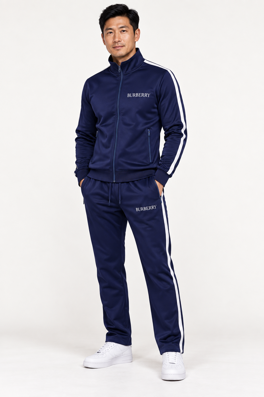 Men's Burberry Dri-Fit TrackSuit | Color: Navy | View 2