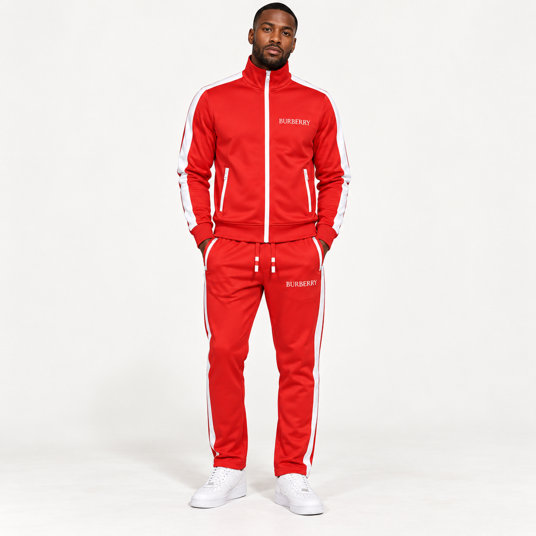 Men's Burberry Dri-Fit TrackSuit | Color: Red | View 1