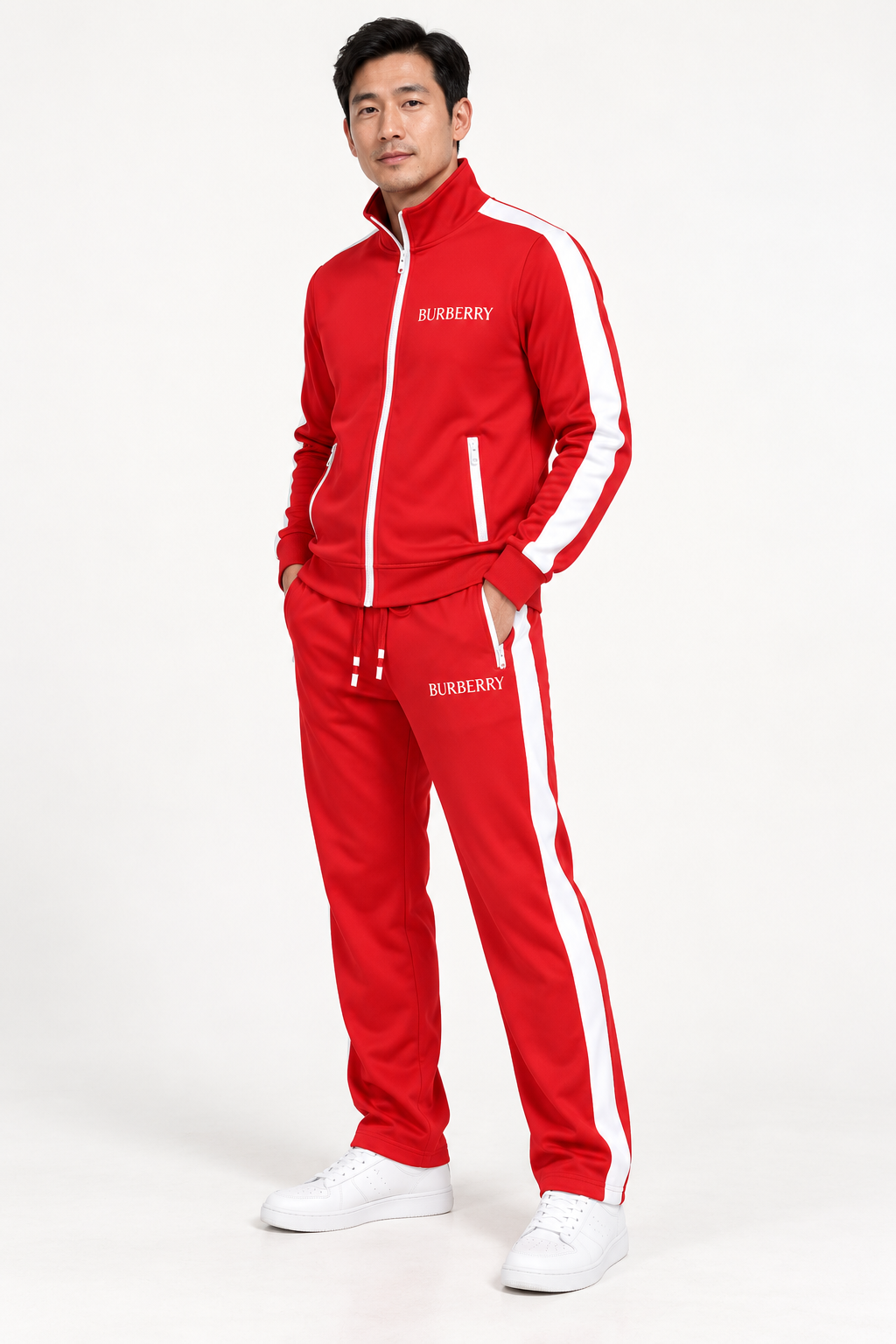 Men's Burberry Dri-Fit TrackSuit | Color: Red | View 2