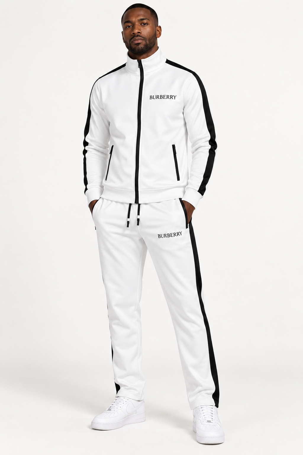 Men's Burberry Dri-Fit TrackSuit | Color: White | View 1