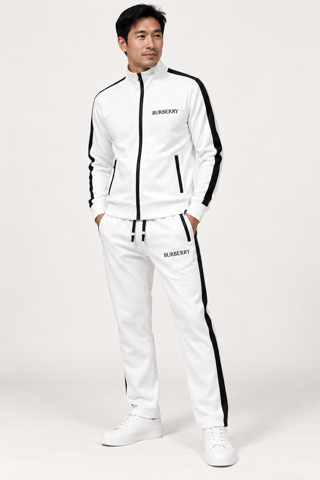 Men's Burberry Dri-Fit TrackSuit | Color: White | View 2