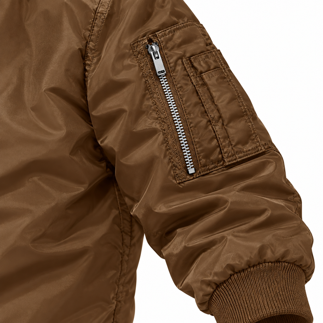 Men's Bottega Veneta Lightweight Bomber Jacket Windbreaker Softshell Varsity Jacket Coat | Color: Brown | View 4