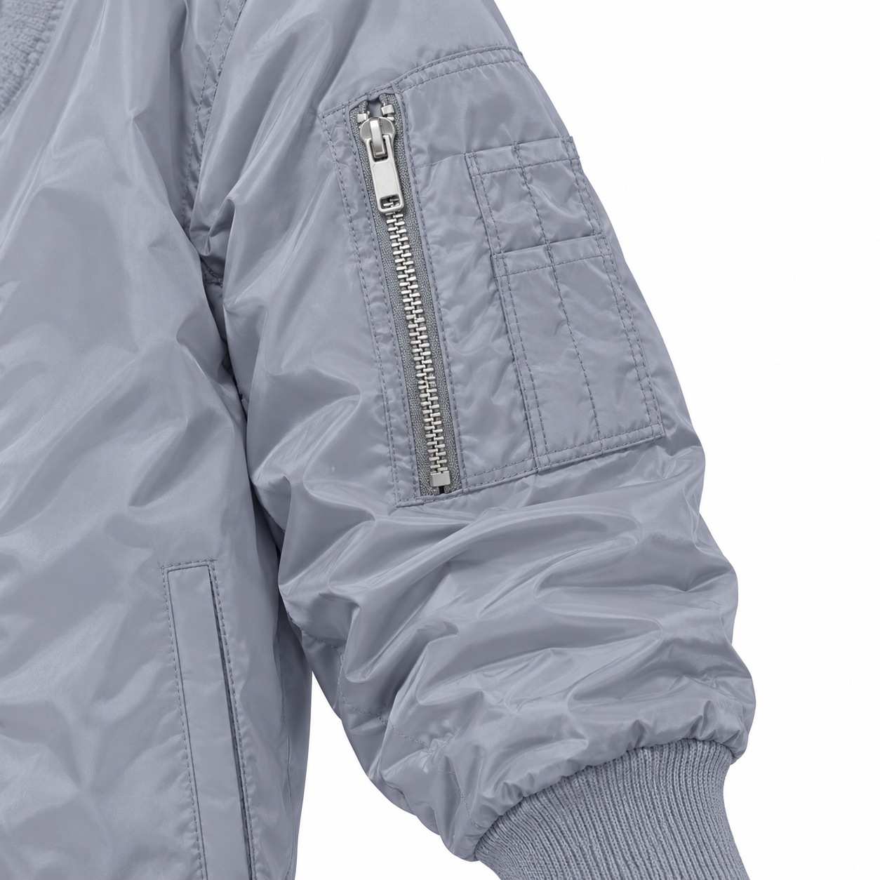Men's Bottega Veneta Lightweight Bomber Jacket Windbreaker Softshell Varsity Jacket Coat | Color: Grey | View 4
