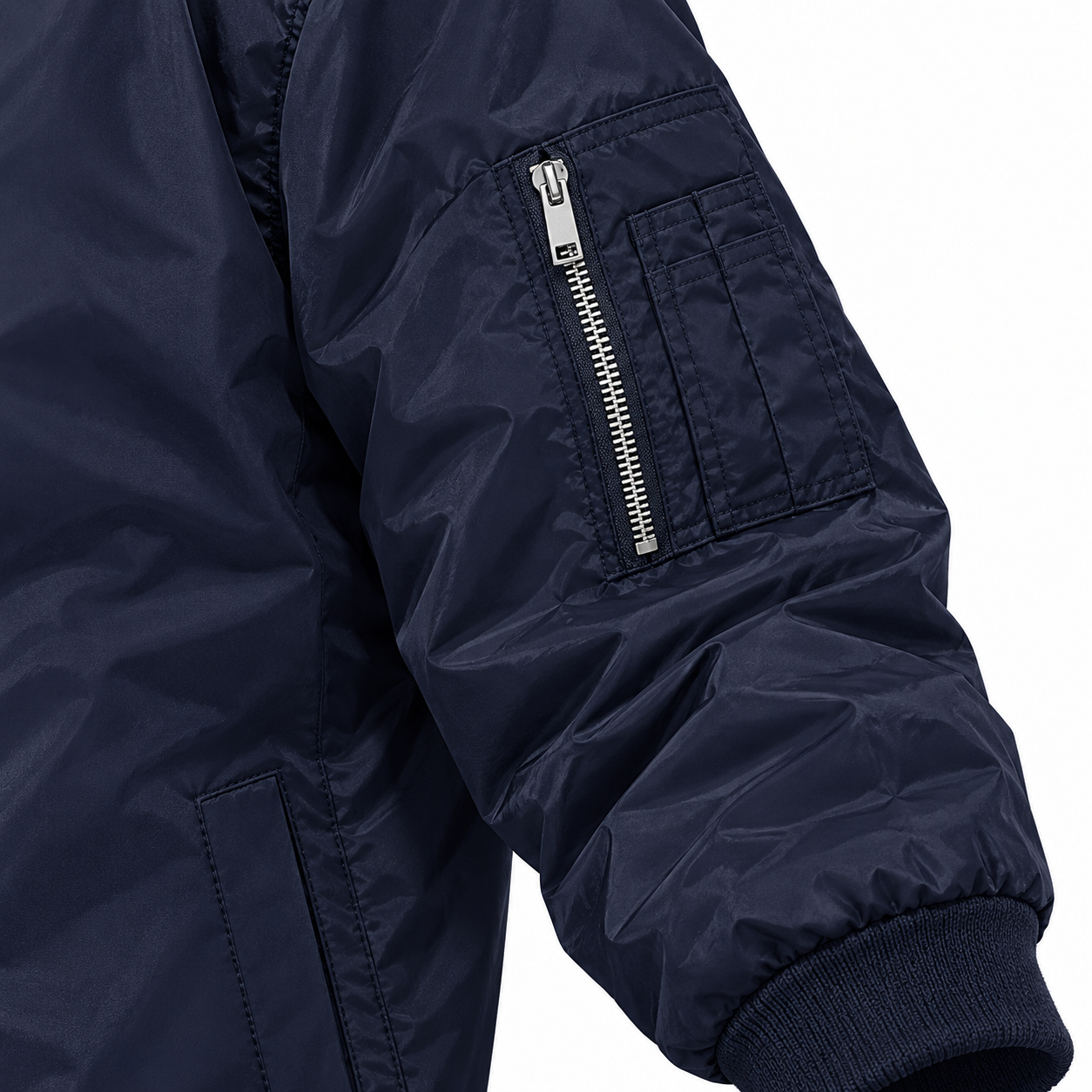 Men's Bottega Veneta Lightweight Bomber Jacket Windbreaker Softshell Varsity Jacket Coat | Color: Navy | View 4