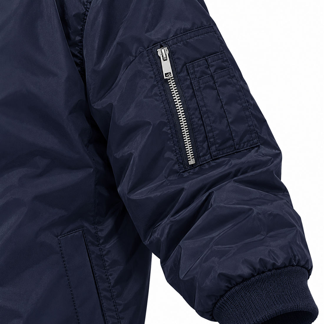 Men's Bottega Veneta Lightweight Bomber Jacket Windbreaker Softshell Varsity Jacket Coat | Color: Navy | View 4