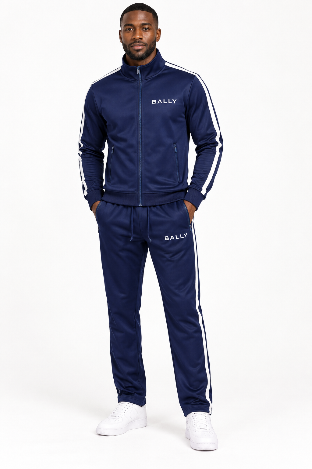 Men's Bally Dri-Fit TrackSuit | Color: Navy | View 1