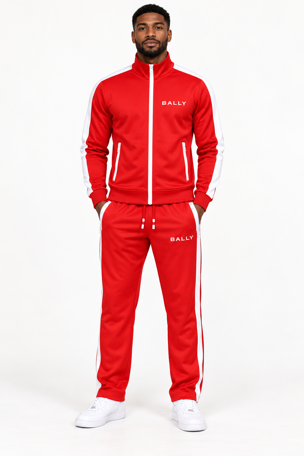 Men's Bally Dri-Fit TrackSuit | Color: Red | View 1