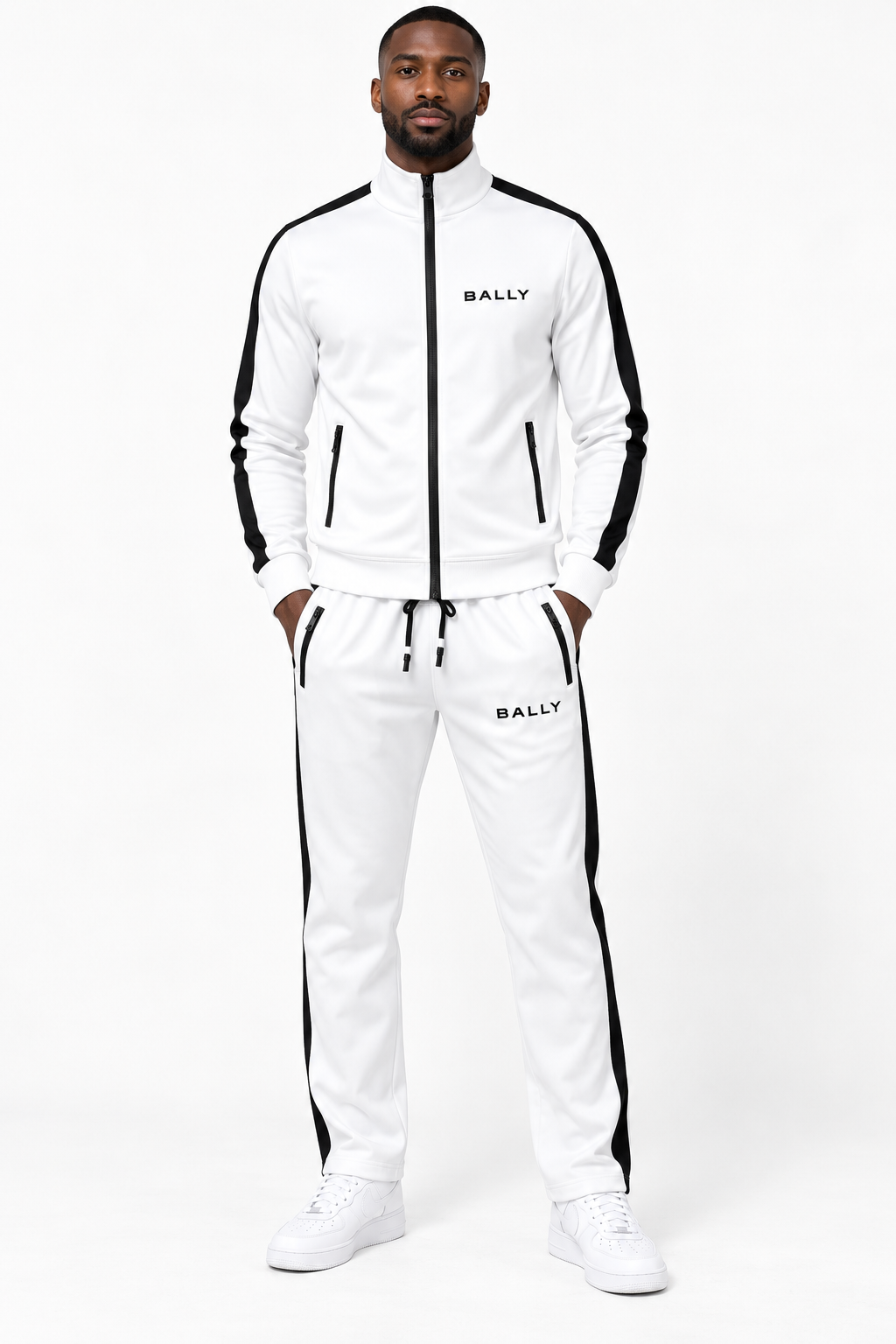 Men's Bally Dri-Fit TrackSuit | Color: White | View 1
