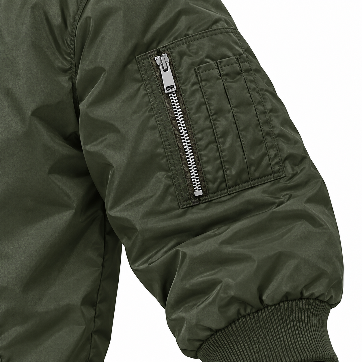 Men's Bally Lightweight Bomber Jacket Windbreaker Softshell Varsity Jacket Coat | Color: Army Green | View 4