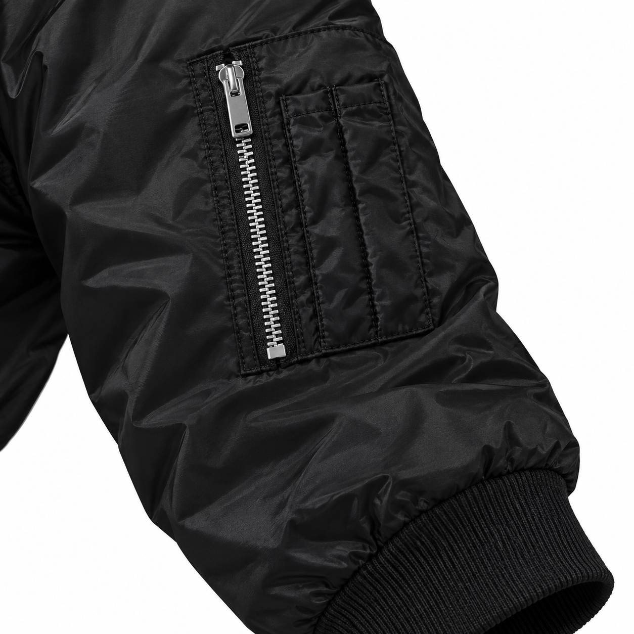 Men's Bally Lightweight Bomber Jacket Windbreaker Softshell Varsity Jacket Coat | Color: Black | View 4