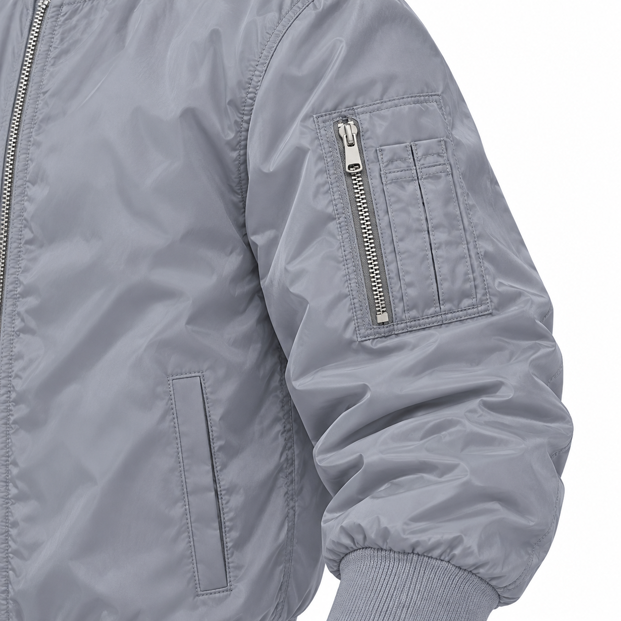 Men's Bally Lightweight Bomber Jacket Windbreaker Softshell Varsity Jacket Coat | Color: Grey | View 4