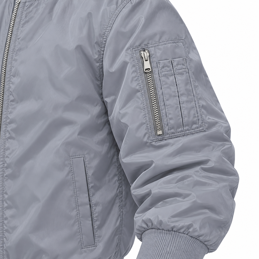 Men's Bally Lightweight Bomber Jacket Windbreaker Softshell Varsity Jacket Coat | Color: Grey | View 4