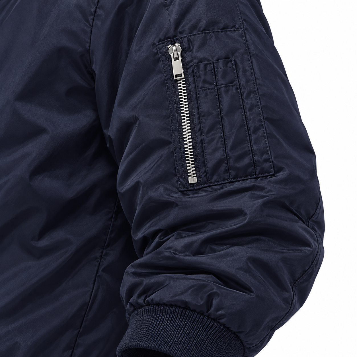 Men's Bally Lightweight Bomber Jacket Windbreaker Softshell Varsity Jacket Coat | Color: Navy | View 4