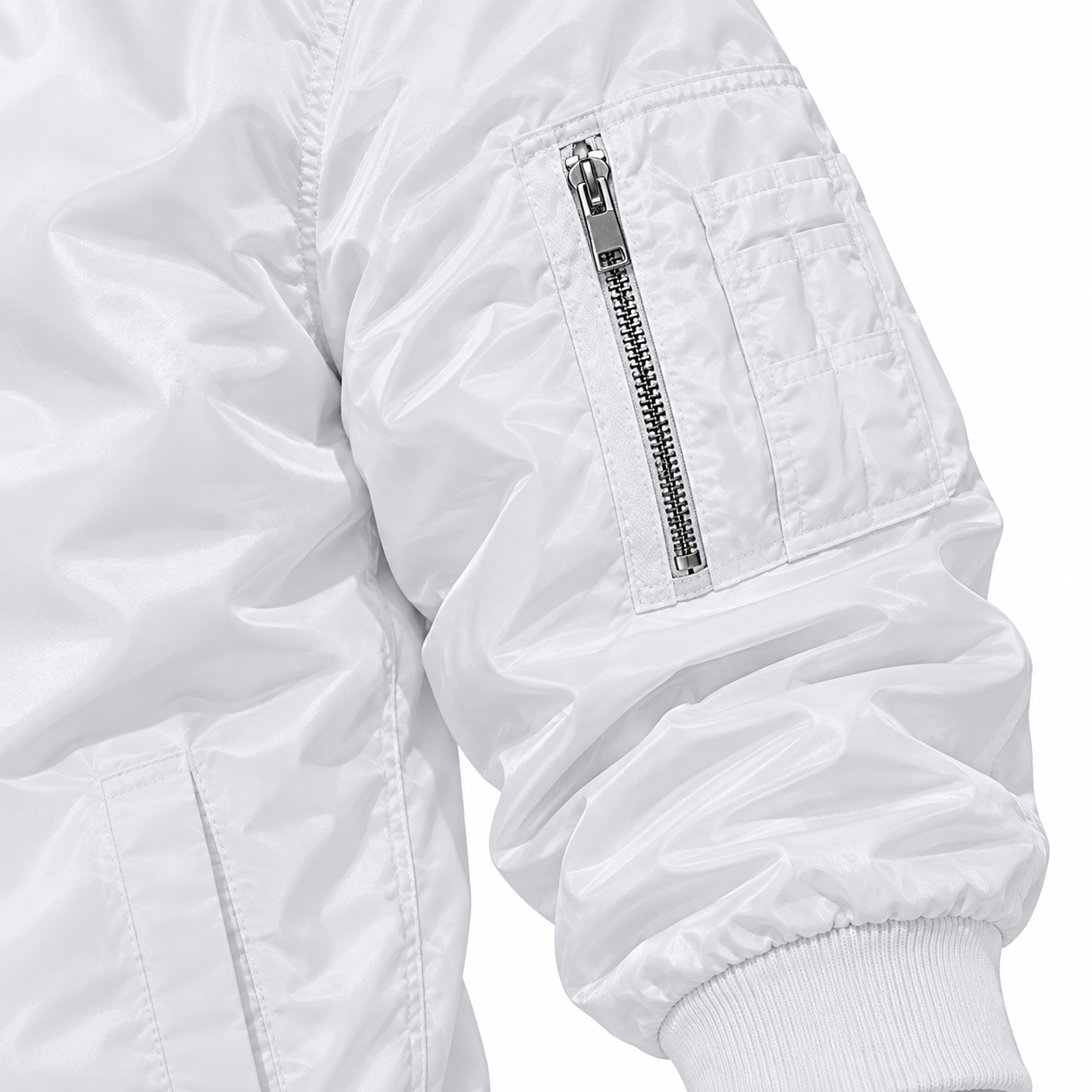 Men's Bally Lightweight Bomber Jacket Windbreaker Softshell Varsity Jacket Coat | Color: White | View 4
