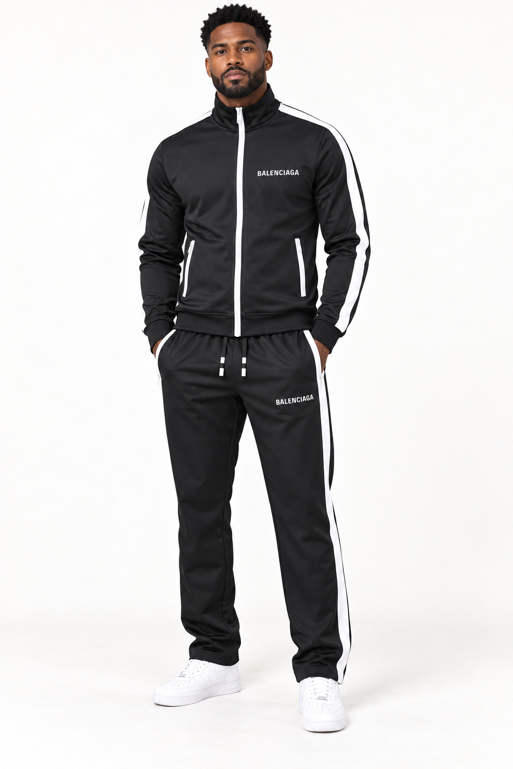 Men's Balenciaga Dri-Fit TrackSuit | Color: Black | View 1