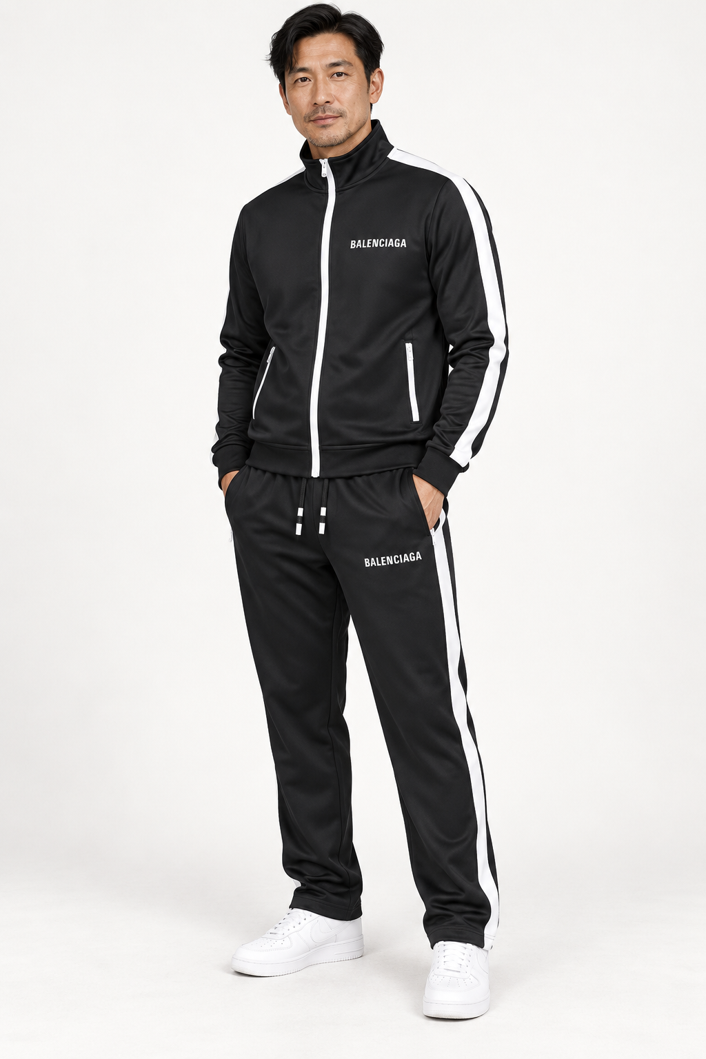 Men's Balenciaga Dri-Fit TrackSuit | Color: Black | View 2