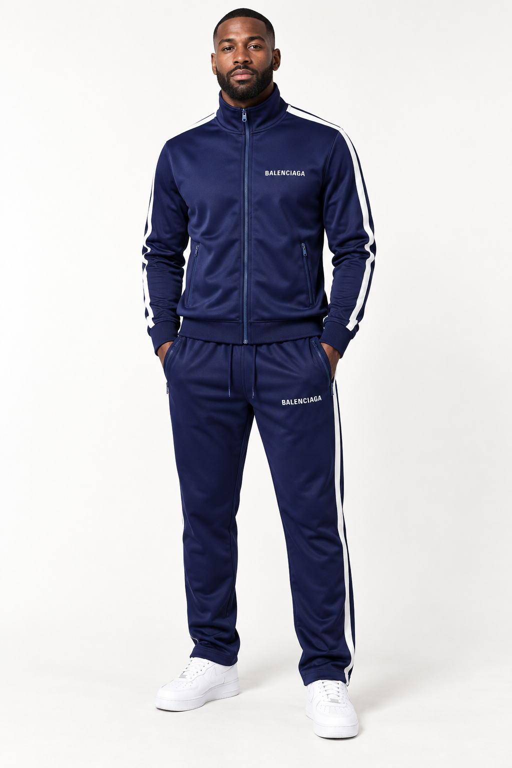 Men's Balenciaga Dri-Fit TrackSuit | Color: Navy | View 1