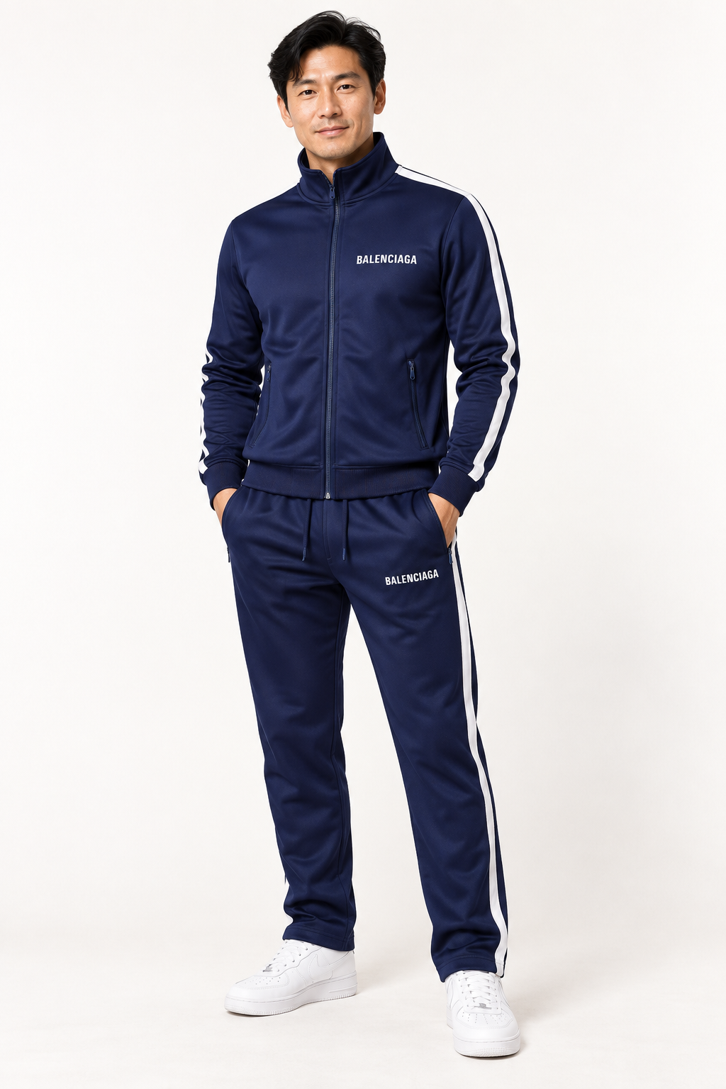 Men's Balenciaga Dri-Fit TrackSuit | Color: Navy | View 2