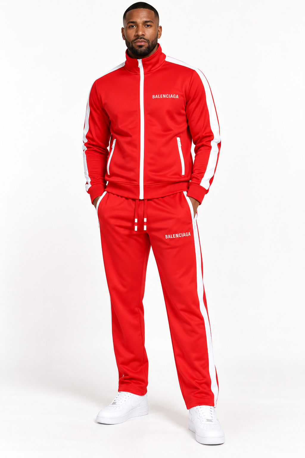 Men's Balenciaga Dri-Fit TrackSuit | Color: Red | View 1
