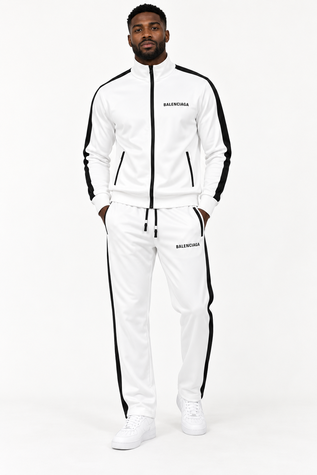 Men's Balenciaga Dri-Fit TrackSuit | Color: White | View 1