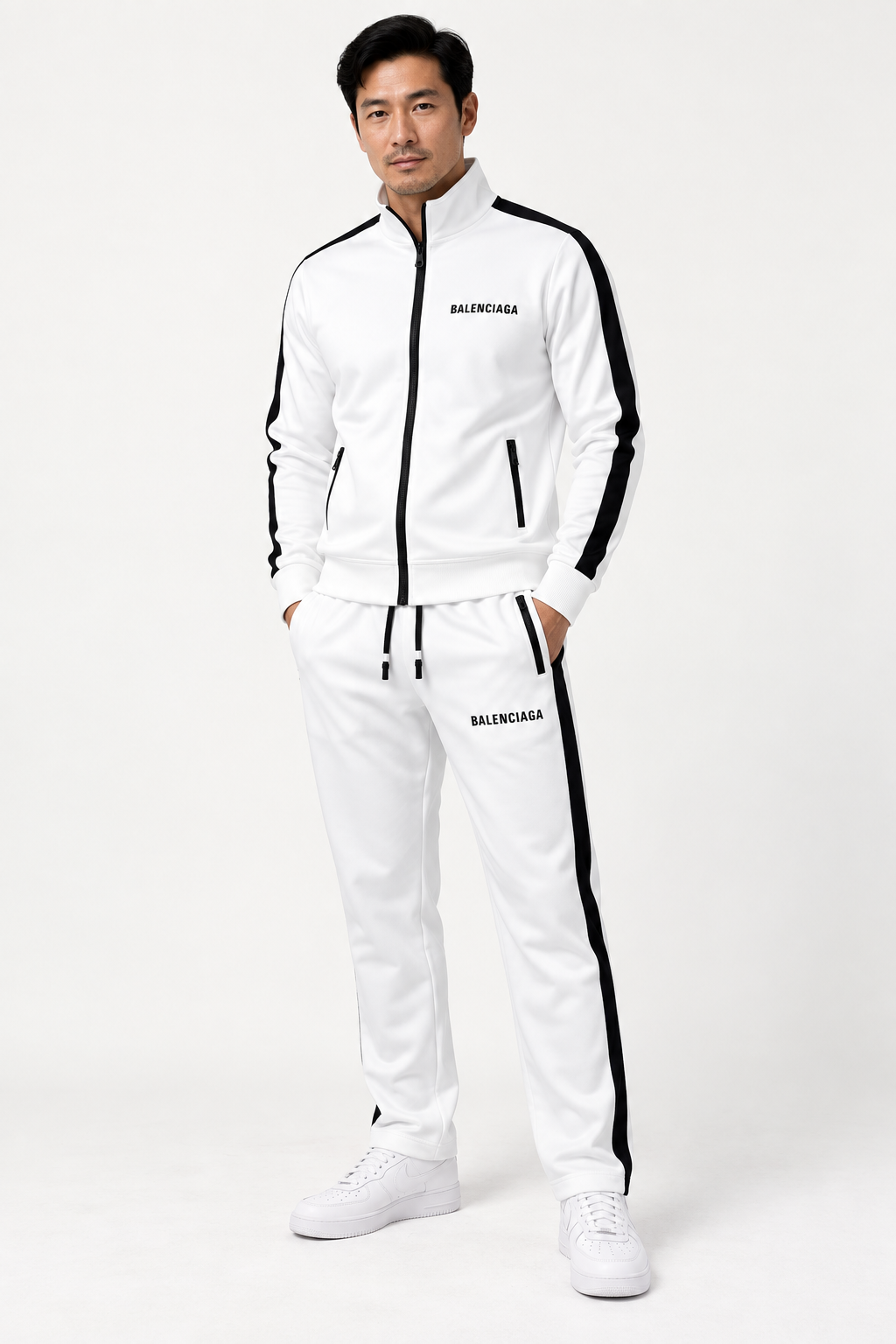 Men's Balenciaga Dri-Fit TrackSuit | Color: White | View 2