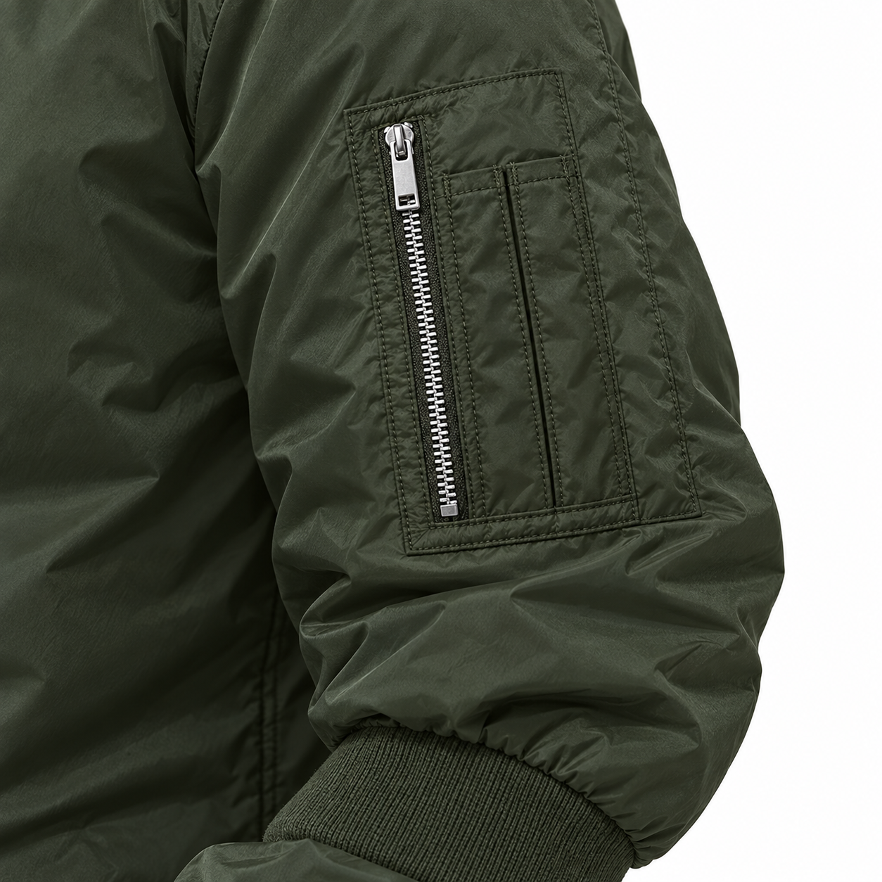 Men's Balenciaga Lightweight Bomber Jacket Windbreaker Softshell Varsity Jacket Coat | Color: Army Green | View 4