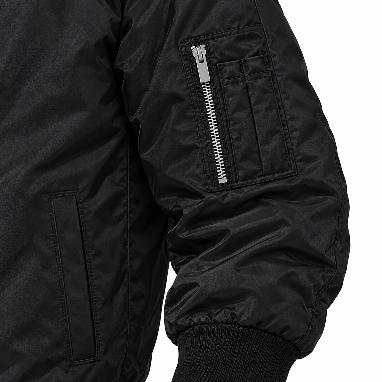 Men's Balenciaga Lightweight Bomber Jacket Windbreaker Softshell Varsity Jacket Coat | Color: Black | View 4