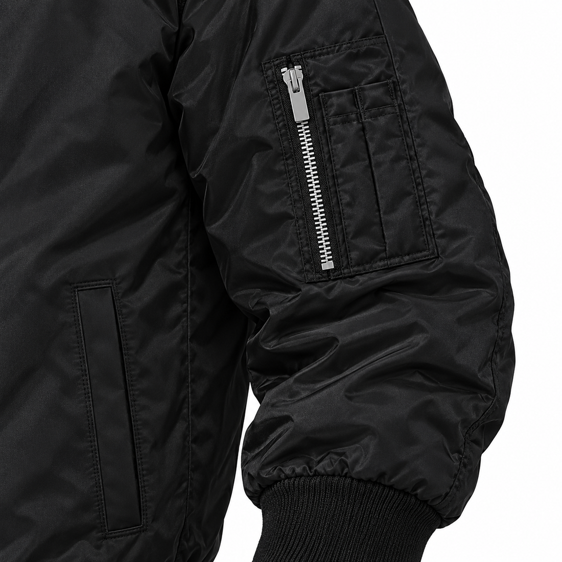 Men's Balenciaga Lightweight Bomber Jacket Windbreaker Softshell Varsity Jacket Coat | Color: Black | View 4