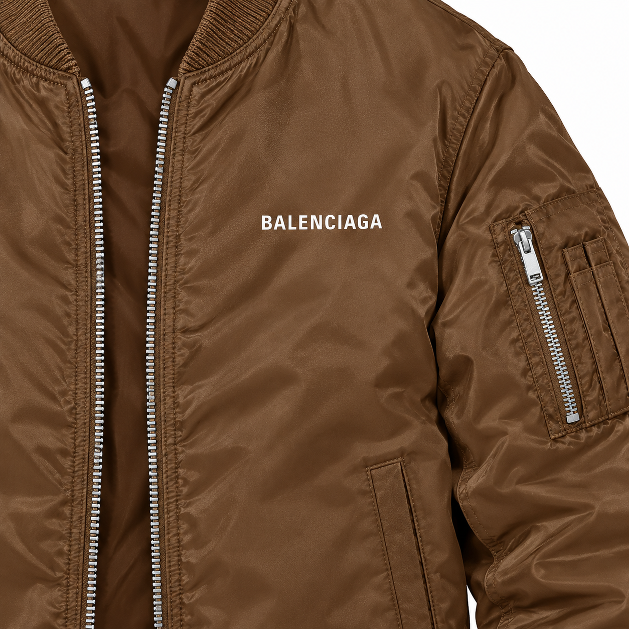 Men's Balenciaga Lightweight Bomber Jacket Windbreaker Softshell Varsity Jacket Coat | Color: Brown | View 3
