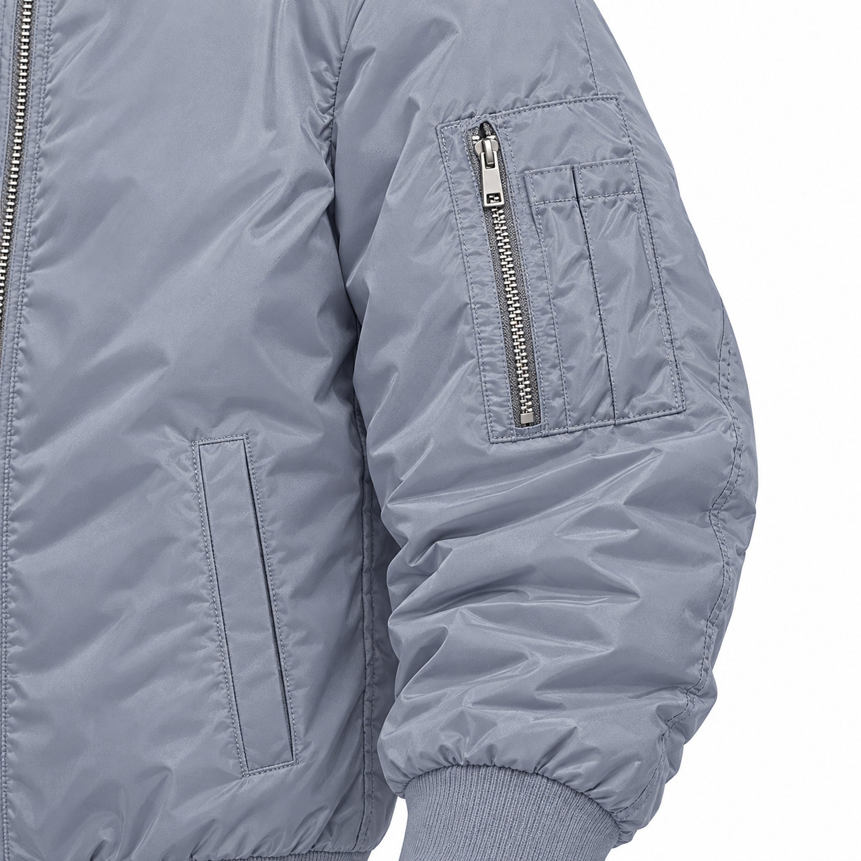 Men's Balenciaga Lightweight Bomber Jacket Windbreaker Softshell Varsity Jacket Coat | Color: Grey | View 4