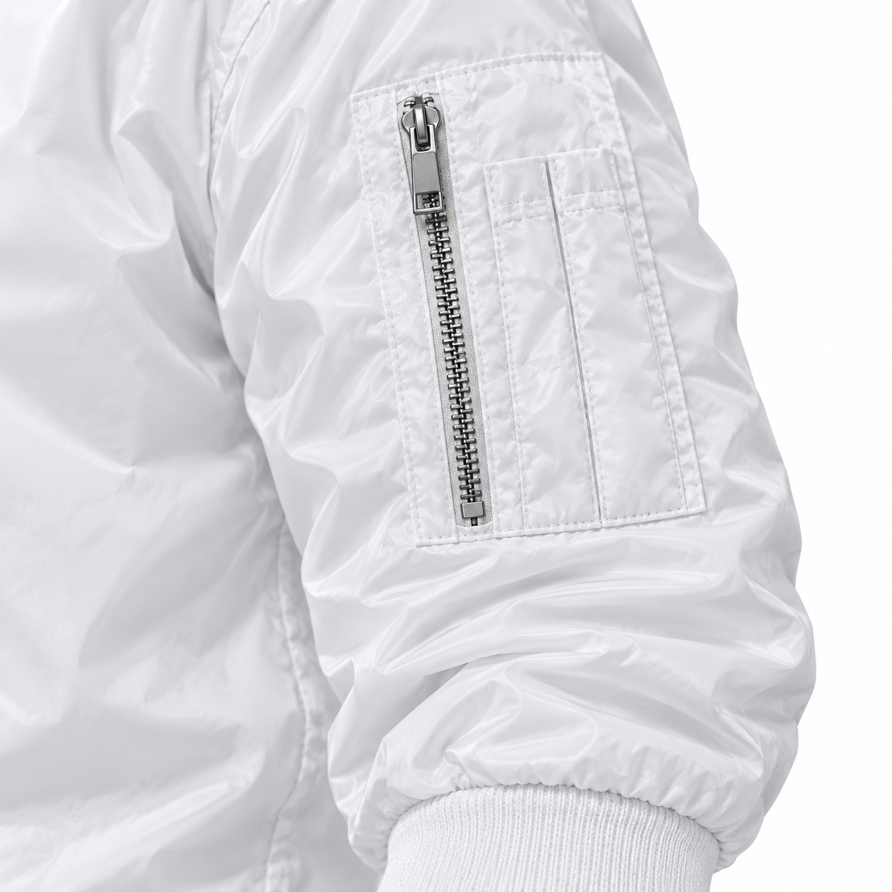 Men's Balenciaga Lightweight Bomber Jacket Windbreaker Softshell Varsity Jacket Coat | Color: White | View 4