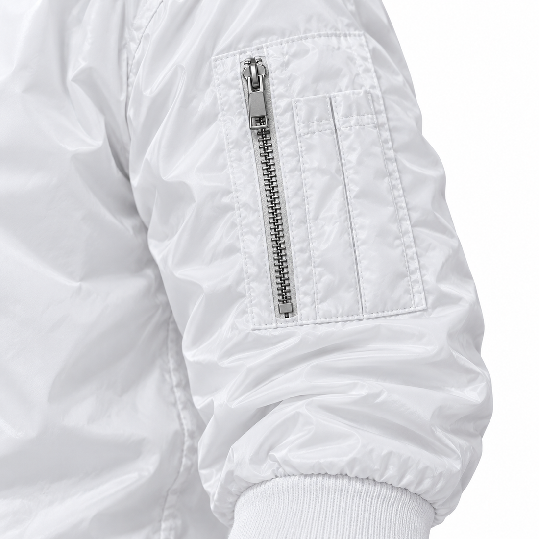 Men's Balenciaga Lightweight Bomber Jacket Windbreaker Softshell Varsity Jacket Coat | Color: White | View 4