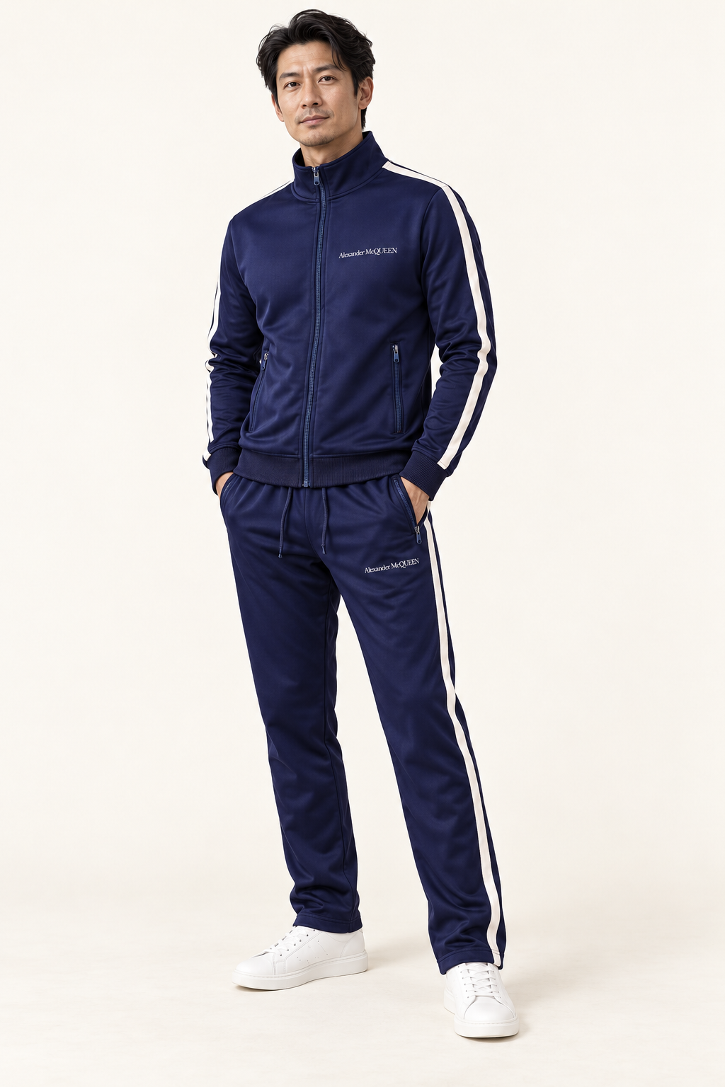 Men's Alexander McQueen Dri-Fit TrackSuit | Color: Navy | View 2