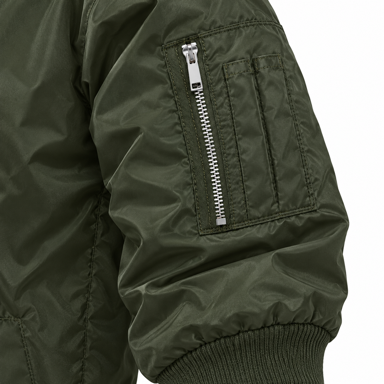 Men's Alexander McQueen Lightweight Bomber Jacket Windbreaker Softshell Varsity Jacket Coat | Color: Army Green | View 4